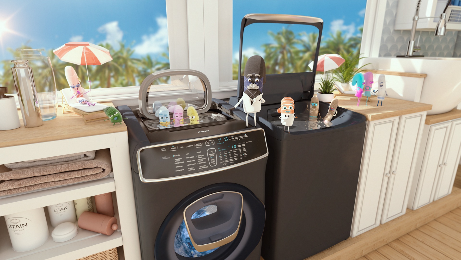 Samsung washing machines campaign with animated socks by Feels